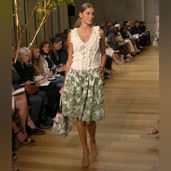 $2,200 OSCAR DE LA RENTA IVORY SILK WOOL EXCL CABLE KNIT RUNWAY BLOUSE M - Picture 12 of 13